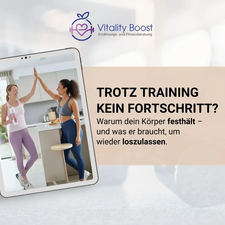 Kurs-Vorschau: Trotz Training kein Fortschritt? – Mini-Kurs von Vitality Boost auf dem Tablet
